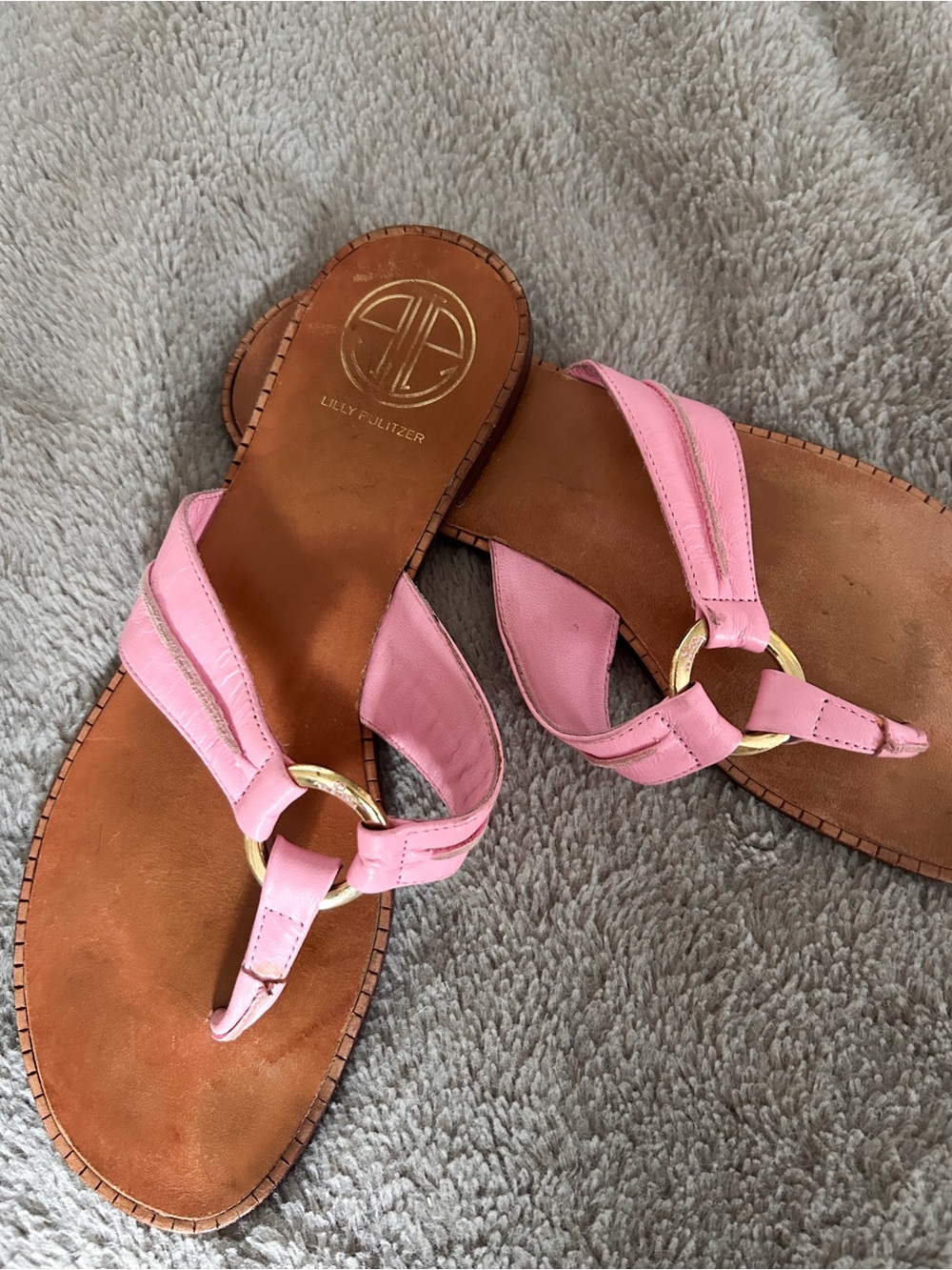 Lilly Pulitzer McKim Sandals Pink Leather